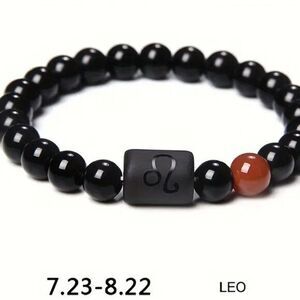 Leo ♌️ Zodiac Black Stone Bracelet‎